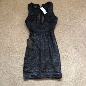 Black Bebe v neck sequin dress Sz 0